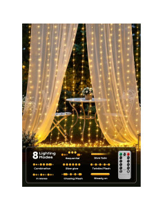 Cortina de Luces LED Brightown 300, 3m x 3m, Control Remoto 2