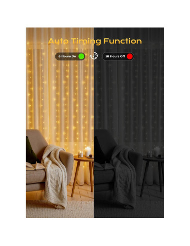 Cortina de Luces LED Brightown 300, 3m x 3m, Control Remoto