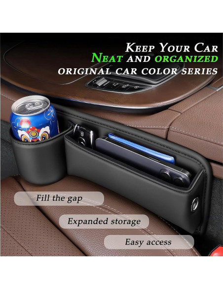 Organizador de Espacio entre Asientos LEQBO con Portavasos Negro