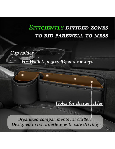 Organizador de Espacio entre Asientos LEQBO con Portavasos Negro