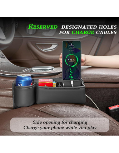 Organizador de Espacio entre Asientos LEQBO con Portavasos Negro