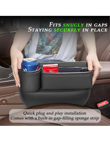 Organizador de Espacio entre Asientos LEQBO con Portavasos Negro