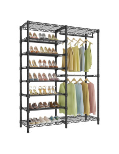 Perchero de Ropa VIPEK S2 Negro con Estantes para Zapatos