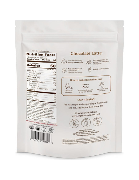 Chocolate Latte Superfood Tradiciones Orgánicas 150g - Ashwagandha