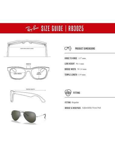 Gafas de sol Ray-Ban RB3025 Aviator Metal 62mm + Kit de limpieza