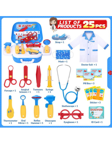 Kit de Doctor GIFTINBOX 22 Piezas para Niños 3 a 6 Años