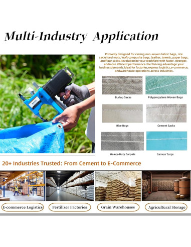 Máquina de Coser de Bolsas Inalámbrica GS-970A 36V CC Azul