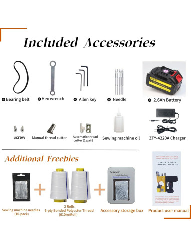 Máquina de Coser de Bolsas Inalámbrica GS-970A 36V CC Azul