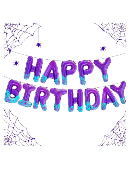 Decoración de Cumpleaños Spider Girl FANGBBO con Globos Morado