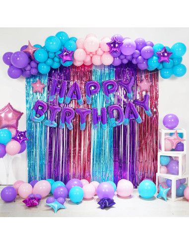 Decoración de Cumpleaños Spider Girl FANGBBO con Globos Morado