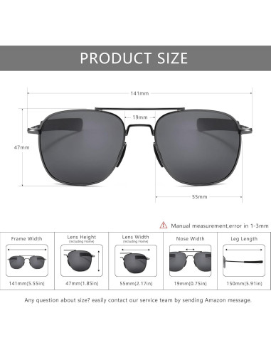 Gafas de sol piloto SUNGAIT polarizadas para hombres
