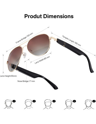 Gafas Inteligentes Bluetooth MZ01 con Audio y Control Táctil