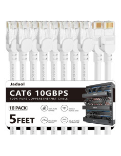 Cable Ethernet Jadaol Cat 6 1.5m 10Pack Blanco, 10Gbps, Impermeable