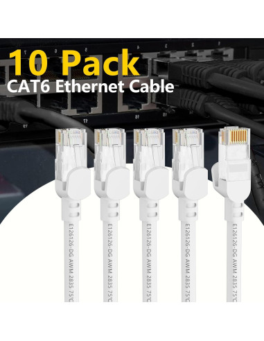 Cable Ethernet Jadaol Cat 6 1.5m 10Pack Blanco, 10Gbps, Impermeable