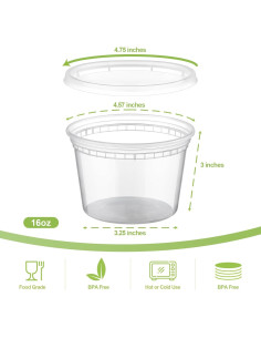 AOZITA 32 Contenedores Plásticos 16 oz Herméticos para Alimentos 2