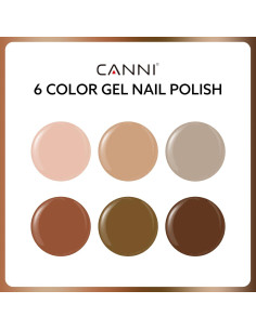 CANNI Kit 6Pcs Esmalte de Uñas Gel Marrón Nude 9ml Sin HEMA 2