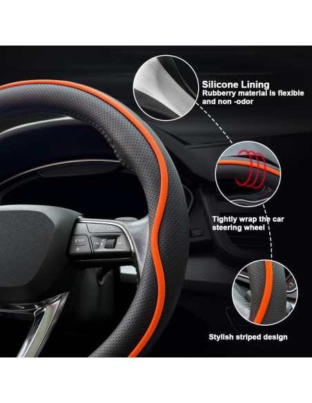 Cubierta de Volante de Cuero HAOTULE K54 Antideslizante 36-38 cm