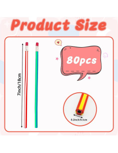 80 Lápices Flexibles Qyyiguf de Colores con Borrador 7" 2