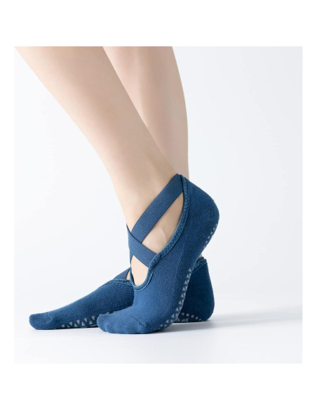 Calcetines Antideslizantes para Yoga y Pilates Mujer - Azul