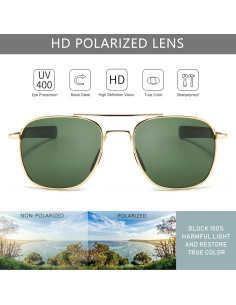 Gafas de sol piloto SUNGAIT con lentes polarizados verdes 2