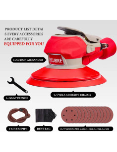 Lijadora Neumática RYCUBRE 6" con Aspiradora y Accesorios 2