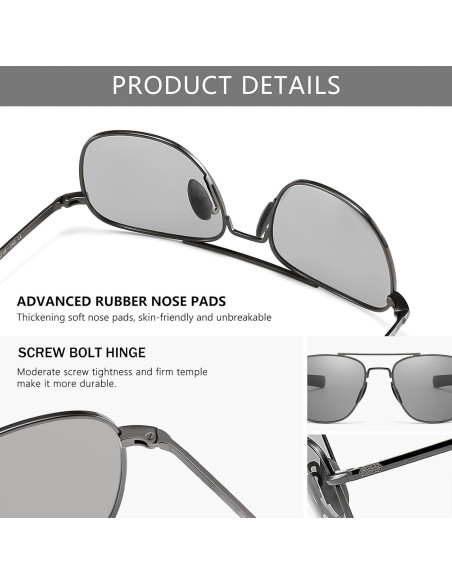 Gafas de sol piloto SUNGAIT con lentes fotocromáticos UV400 Gafas de sol piloto SUNGAIT con lentes fotocromáticos UV400