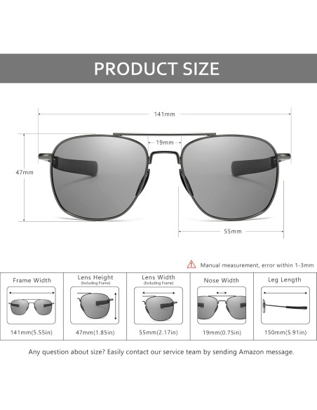 Gafas de sol piloto SUNGAIT con lentes fotocromáticos UV400 Gafas de sol piloto SUNGAIT con lentes fotocromáticos UV400