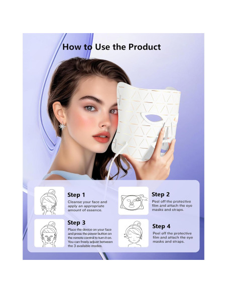 Máscara de Terapia de Luz LED Tinkoola para la Cara 630nm 830nm