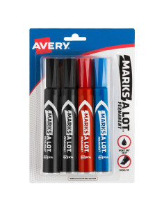 Marcadores Permanentes Avery Marks-A-Lot, 4 Colores, Punta Cincel