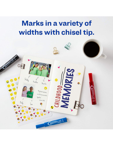 Marcadores Permanentes Avery Marks-A-Lot, 4 Colores, Punta Cincel