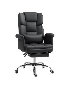 Silla de Oficina HOMCOM Ergonómica con Reposapiés y Soporte Lumbar