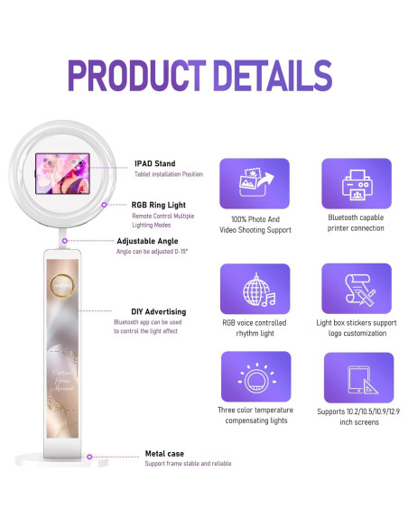 Cabina de Fotos Portátil HARZHI para iPad 10.2" a 12.9"