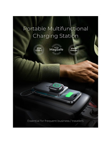 Batería Portátil MagSafe LISEN 10000mAh para iPhone y Apple Watch