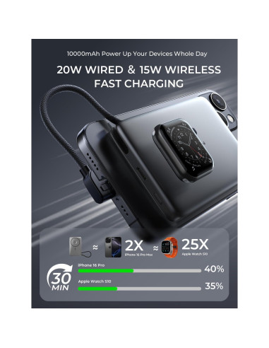 Batería Portátil MagSafe LISEN 10000mAh para iPhone y Apple Watch