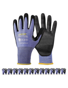 Guantes de Trabajo LOCCEF 3 Pares Seguridad Nivel 5/A4