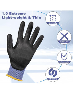 Guantes de Trabajo LOCCEF 3 Pares Seguridad Nivel 5/A4 2