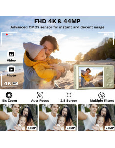 Cámara Digital Compacta SMARTKLIK 44MP FHD 4K para Niños 2