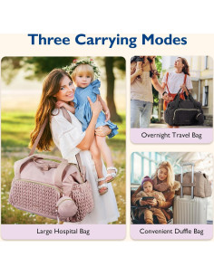 Bolsa de Pañales Tote Mommore Beige - Gran Capacidad 44.9x23.1x30 cm 2