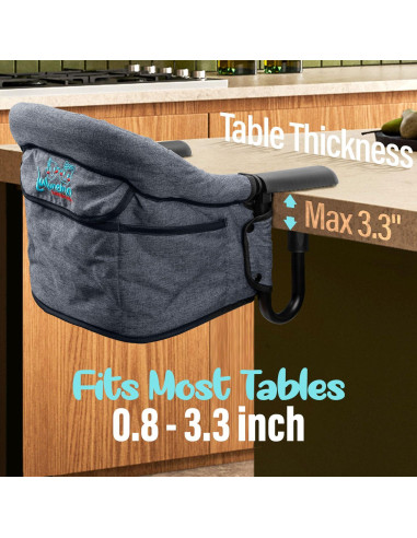 Silla Alta Plegable con Gancho para Bebés - Gris, 15 kg