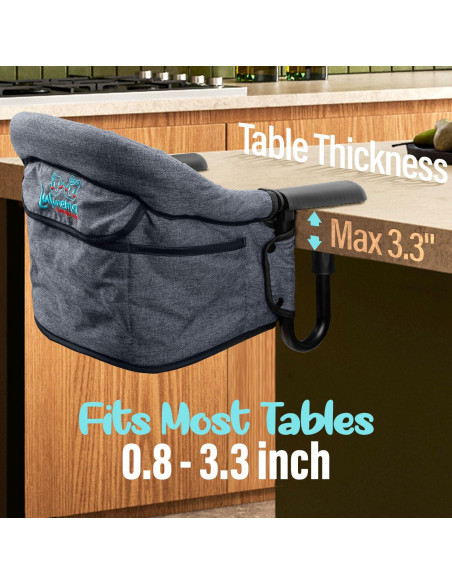Silla Alta Plegable con Gancho para Bebés - Gris, 15 kg