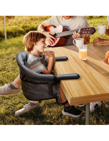 Silla Alta Plegable con Gancho para Bebés - Gris, 15 kg