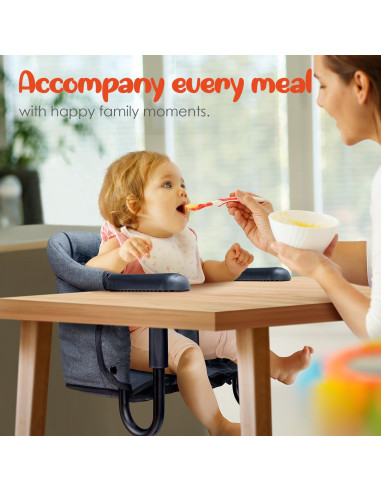 Silla Alta Plegable con Gancho para Bebés - Gris, 15 kg