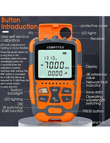 Probador de Fibra Óptica 4 en 1 YICIZOL OPM&VFL-30km