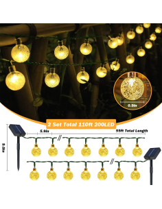 Luces Solares de Cadena USOKYO 200 LED 33.5m Blanco Cálido 2
