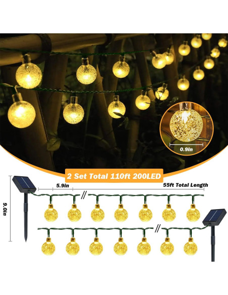 Luces Solares de Cadena USOKYO 200 LED 33.5m Blanco Cálido