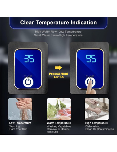 Calentador de Agua Instantáneo Eléctrico Fagauhds 3000W 110V