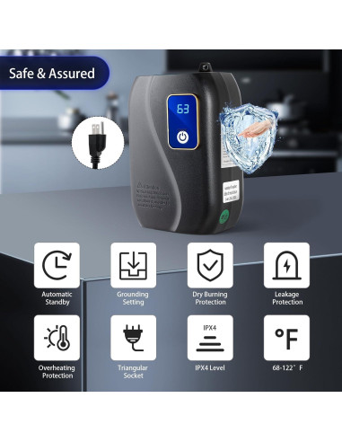 Calentador de Agua Instantáneo Eléctrico Fagauhds 3000W 110V