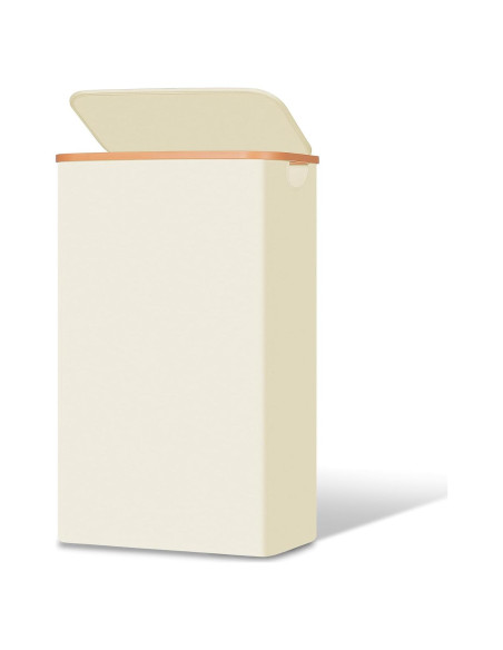 Cesta de lavandería delgada Vincona 75L beige con tapa