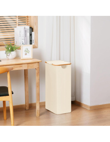 Cesta de lavandería delgada Vincona 75L beige con tapa
