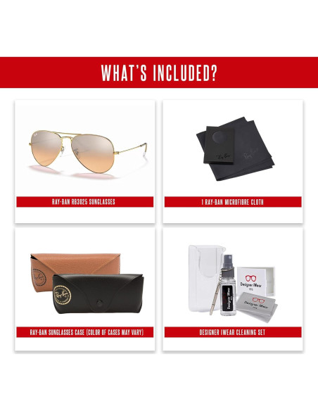 Gafas de sol Ray-Ban RB3025 Aviator Oro/Marrón 55mm + Kit Gafas de sol Ray-Ban RB3025 Aviator Oro/Marrón 55mm + Kit